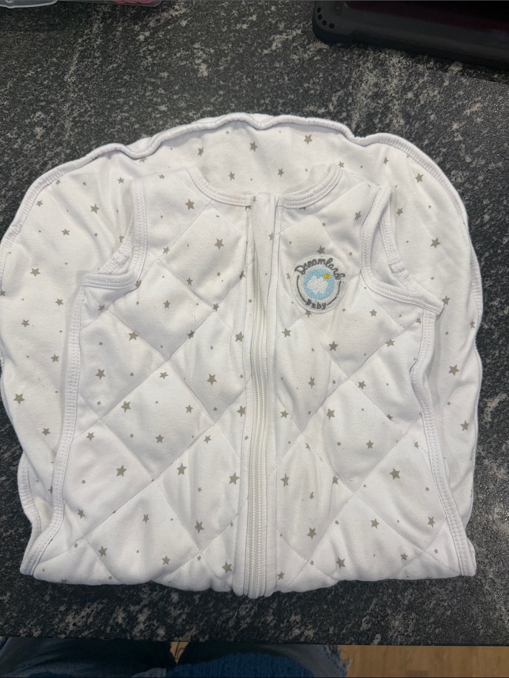 Dreamer Baby White Star Quilted Sleep Sack - Zipper Front